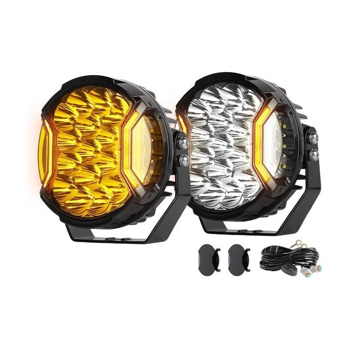 Yirox 7 Inch 192W Pair Side Shooter White Amber DRL Driving Light for off-road truck and SUV auxiliary lighting