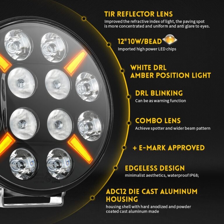 9 Inch White Amber DRL LED Driving Light gallery image 3