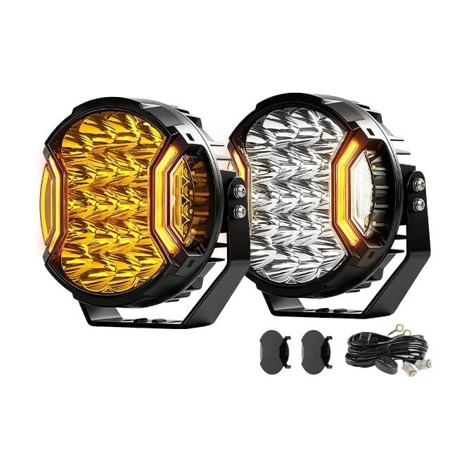 Yirox 9 Inch 240W Pair Side Shooter White Amber DRL Driving Light for off-road truck and SUV auxiliary lighting