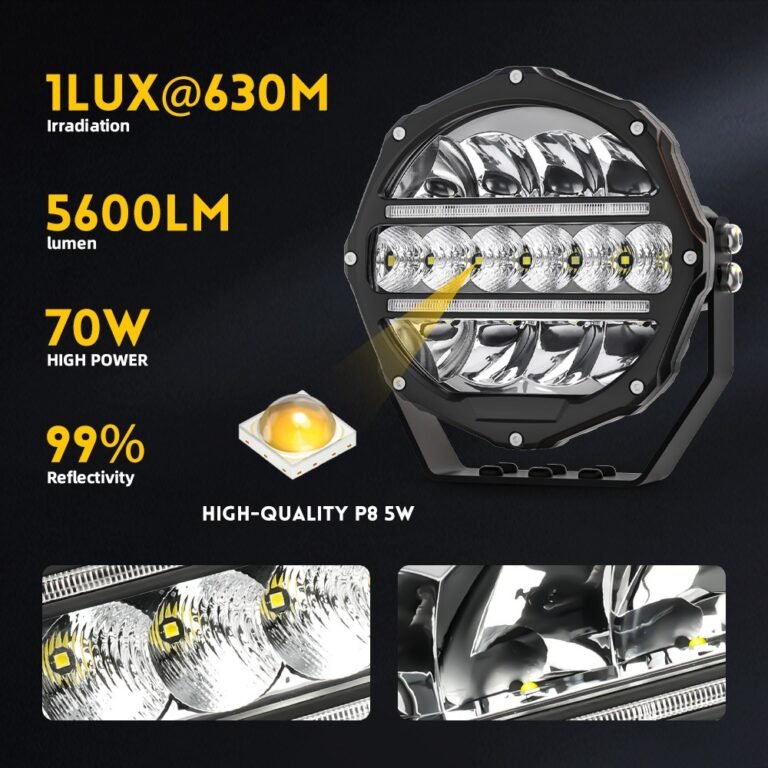 7 Inch 70W White Amber DRL LED Driving Light gallery image 3