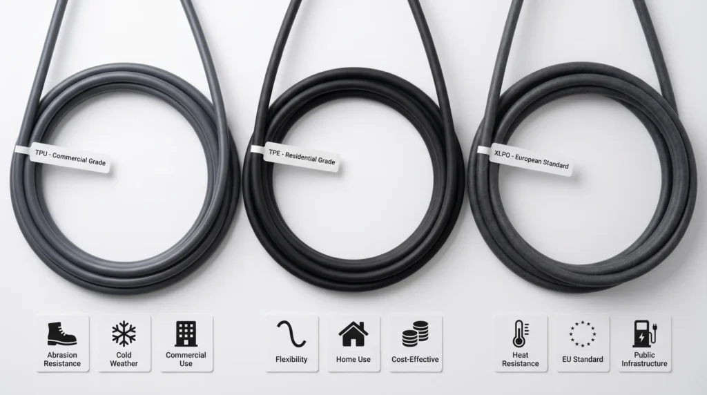 A B2B distributor's material selection guide. Yirox Auto Parts offers customizable OEM solutions across TPU (Commercial Grade), TPE (Residential Grade), and XLPO (European Standard) materials to match your specific market requirements.