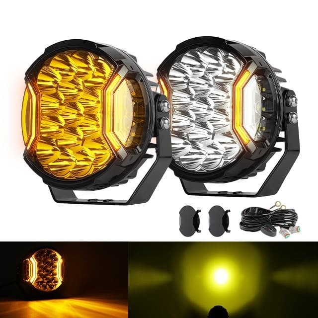 7 Inch 192W Pair Side Shooter White Amber DRL Driving Light gallery image 2
