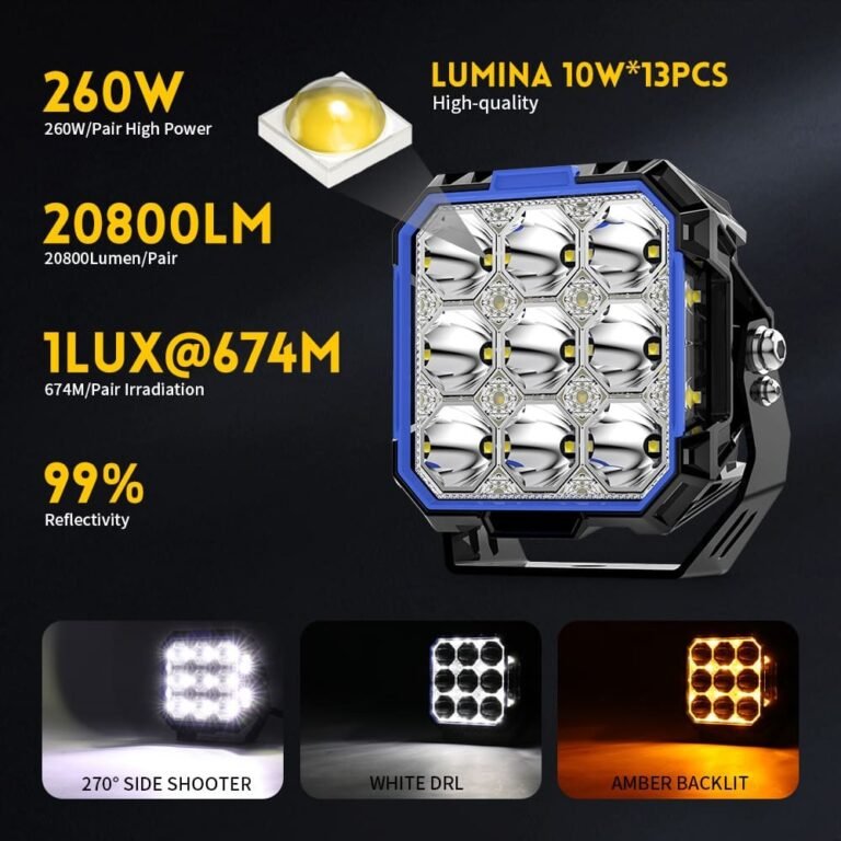 5 Inch 260W Pair Side Shooter White Amber DRL LED Light Pods gallery image 3