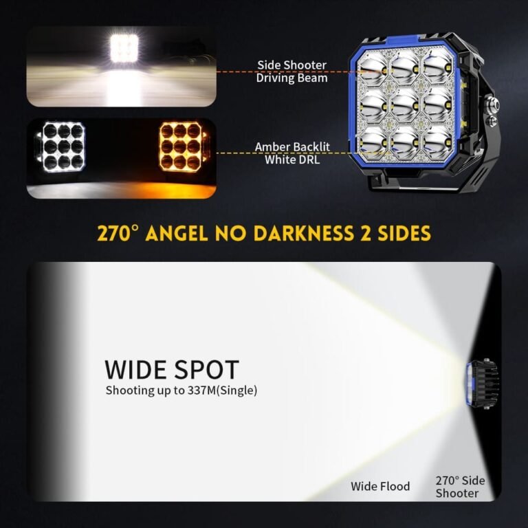 5 Inch 260W Pair Side Shooter White Amber DRL LED Light Pods gallery image 2