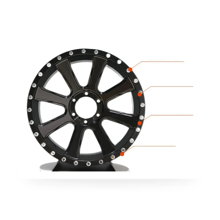 Black Off Road Alloy Wheel Rim with Bolt Accents Product Image 1