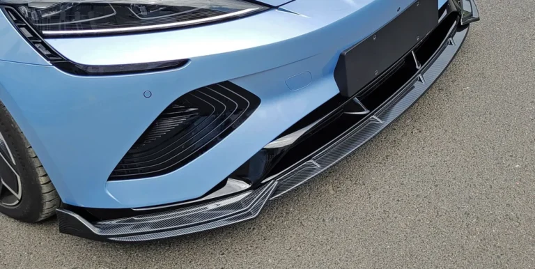 No-Drill Front Bumper Lip for BYD Seal EV 2022-2025 - no drill front bumper lip carbon texture installed overview