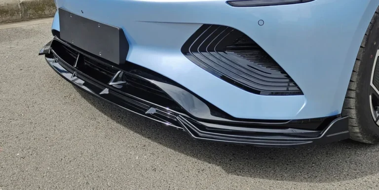 No-Drill Front Bumper Lip for BYD Seal EV 2022-2025 - no drill front bumper lip gloss black installed overview