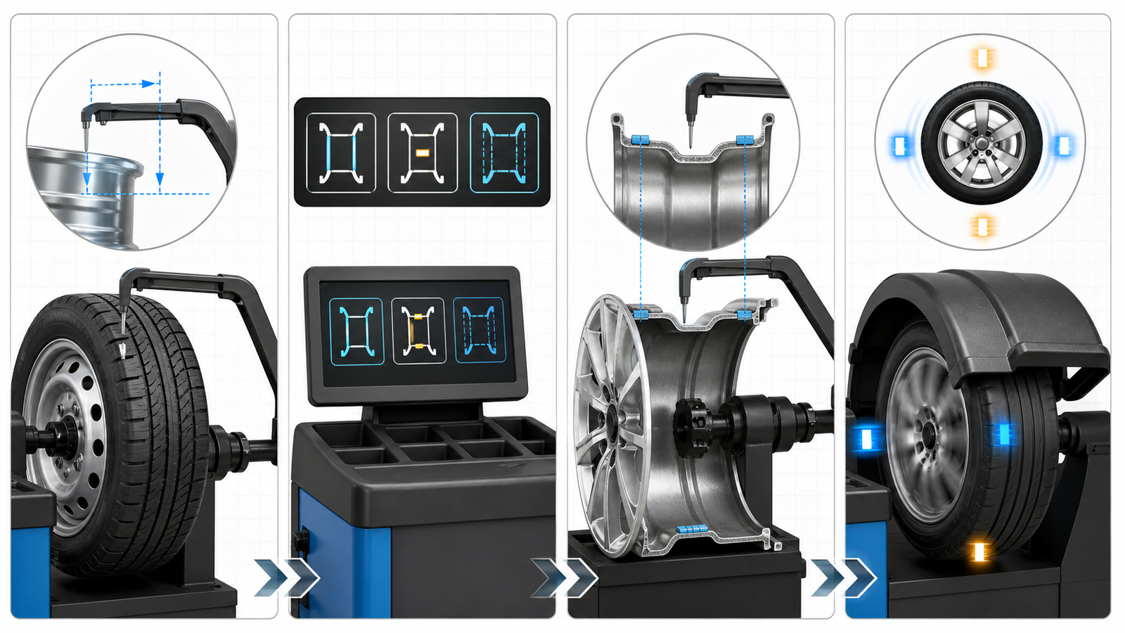 Wheel Balancer Modes: Standard, Static, and ALU Programs Explained 1 Wheel balancer mode setup and correction-plane workflow