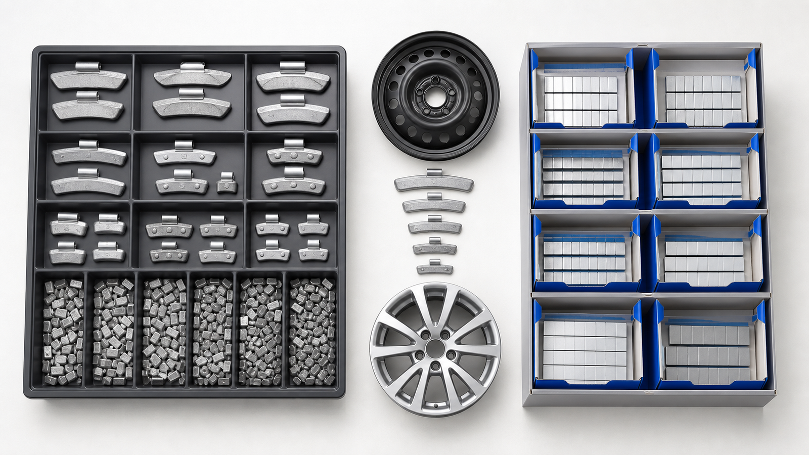 Stocking comparison for clip-on and adhesive wheel weights