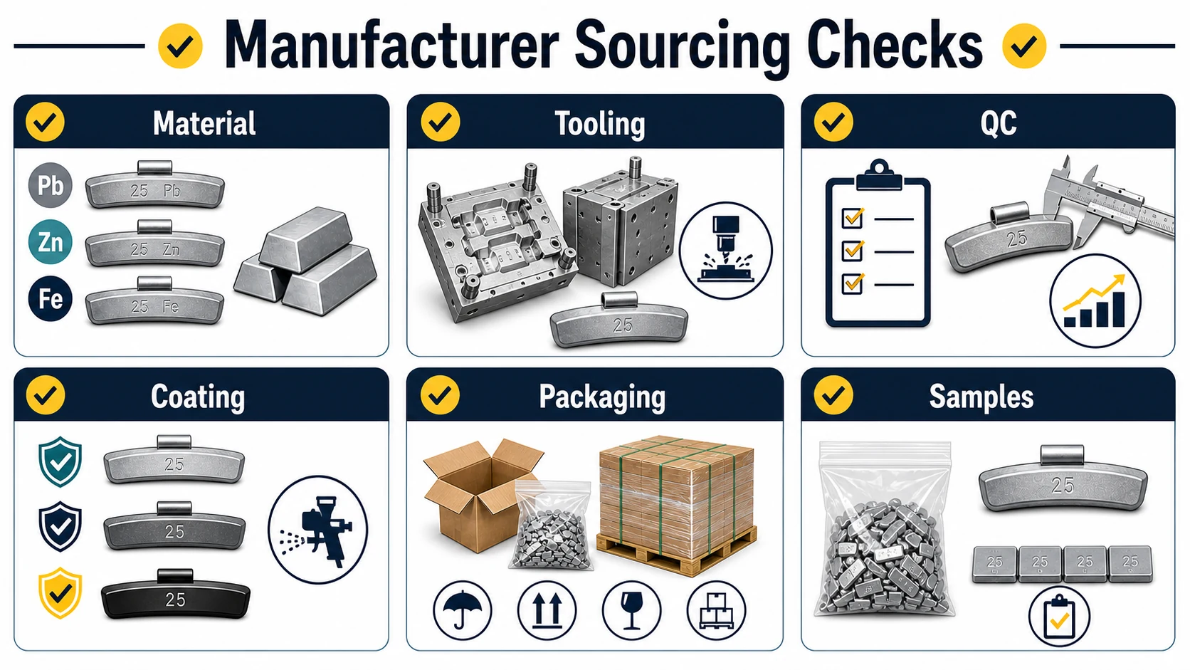Manufacturer sourcing checks for wheel weight buyers