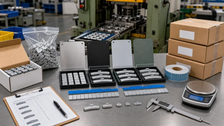 Wheel weights manufacturer sourcing inspection with QC tools coating samples tape and packaging