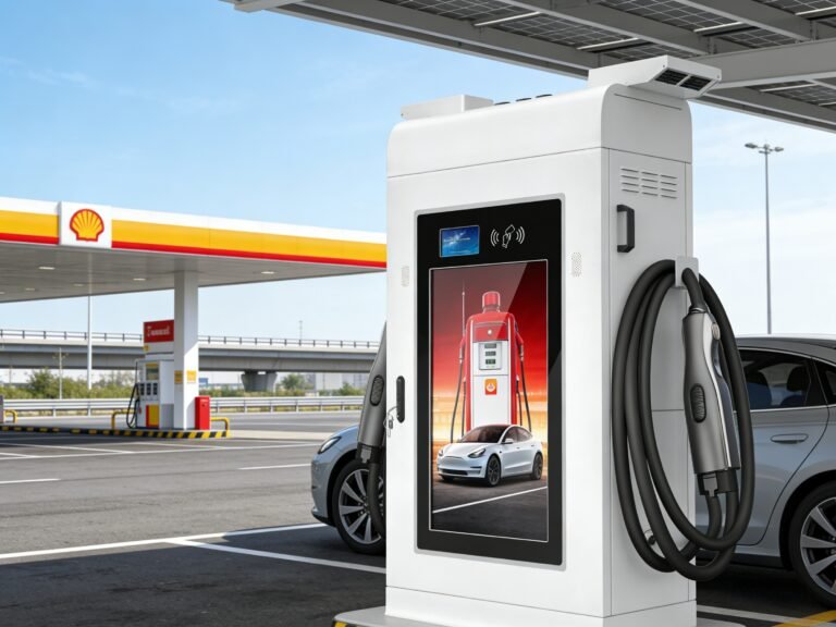 Cargador rápido DC de 360 kW con pantalla publicitaria de 43 pulgadas