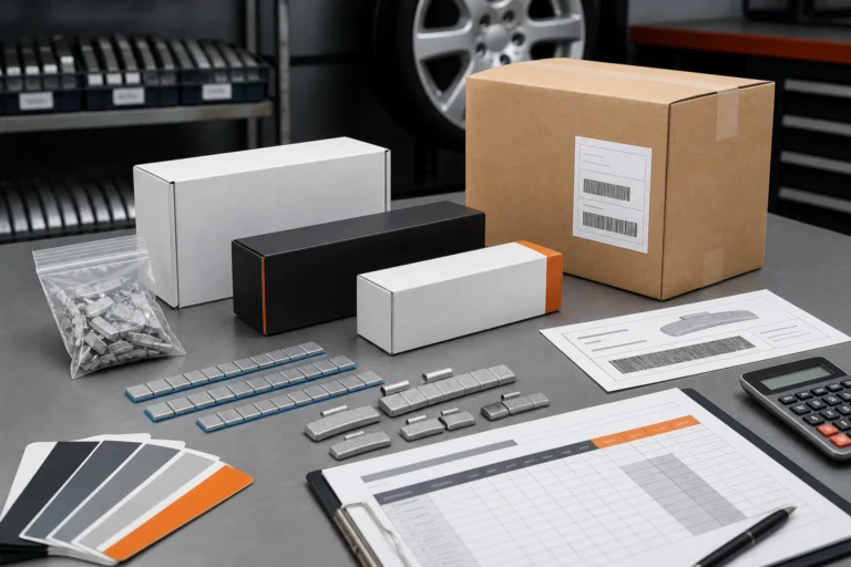 Muestras de pesas para ruedas de marca privada, cartones personalizados, pruebas de etiquetas, muestras de color y documentos de planificación de lanzamiento
