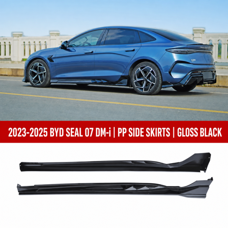 PP Side Skirts for BYD Seal 07 DM-i 2023-2025 - installed and product comparison collage
