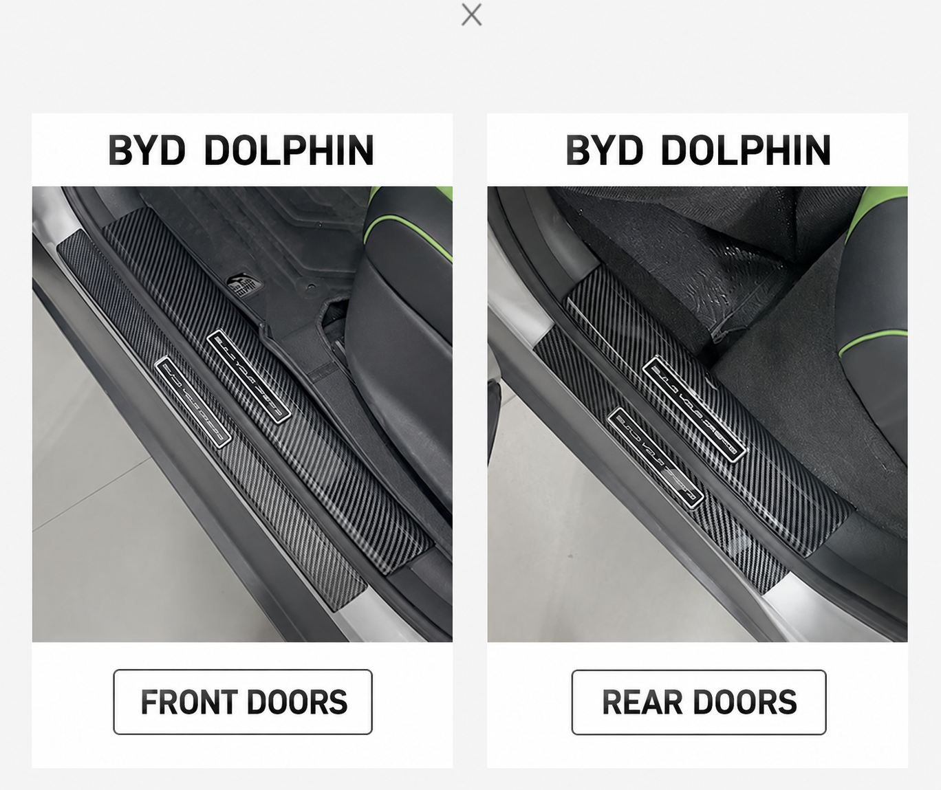 Tiras de umbral de puerta ABS Yirox con patrón de fibra de carbono para BYD Dolphin, ajuste de puertas delanteras y traseras