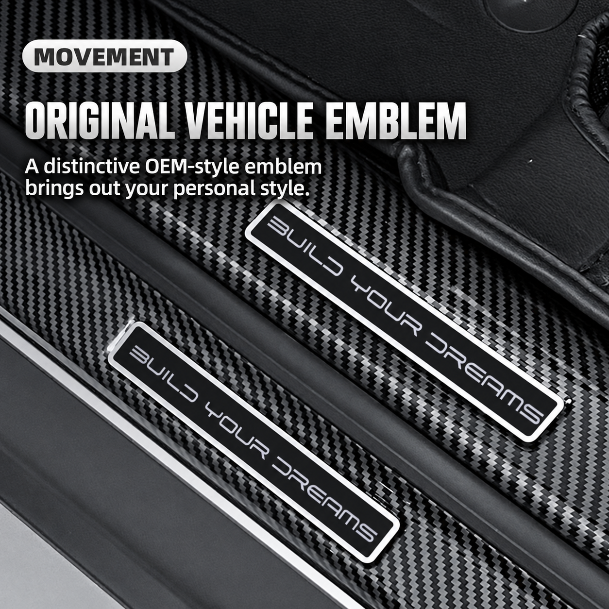 Tiras de umbral de puerta ABS Yirox con patrón de fibra de carbono para modelos BYD con emblema de estilo original del vehículo
