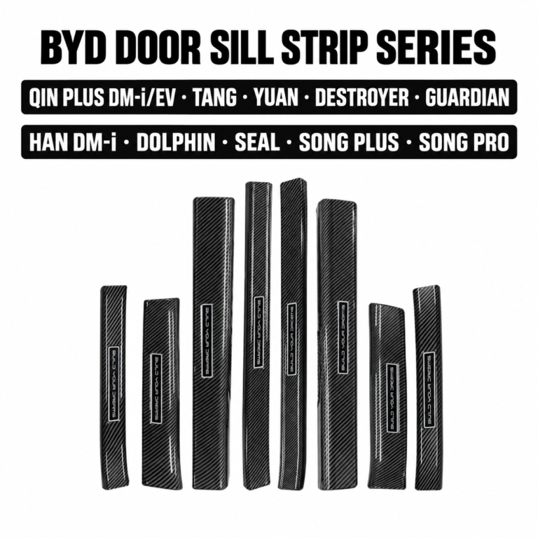 Yirox ABS door sill strips with carbon fiber pattern for selected BYD models