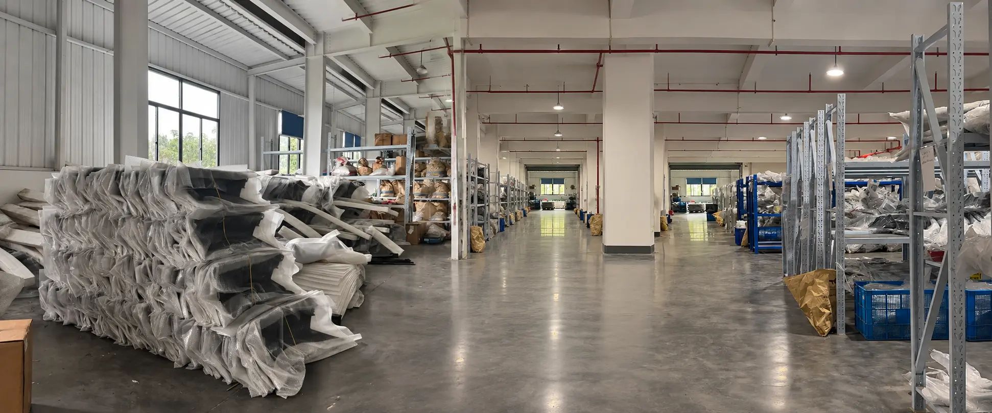 Yirox warehouse in Wuxi with auto parts and accessories staged for wholesale export orders
