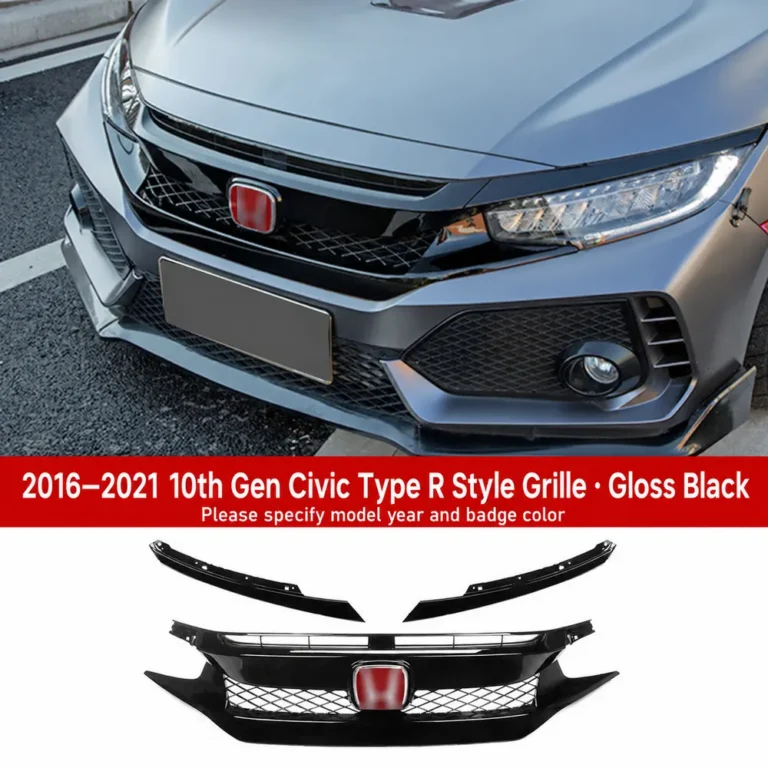Parrilla en negro brillante estilo Type R mostrada en Honda Civic
