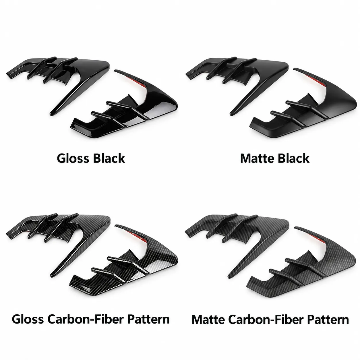 ABS exterior trim shown in gloss black, matte black and carbon-fiber pattern finishes