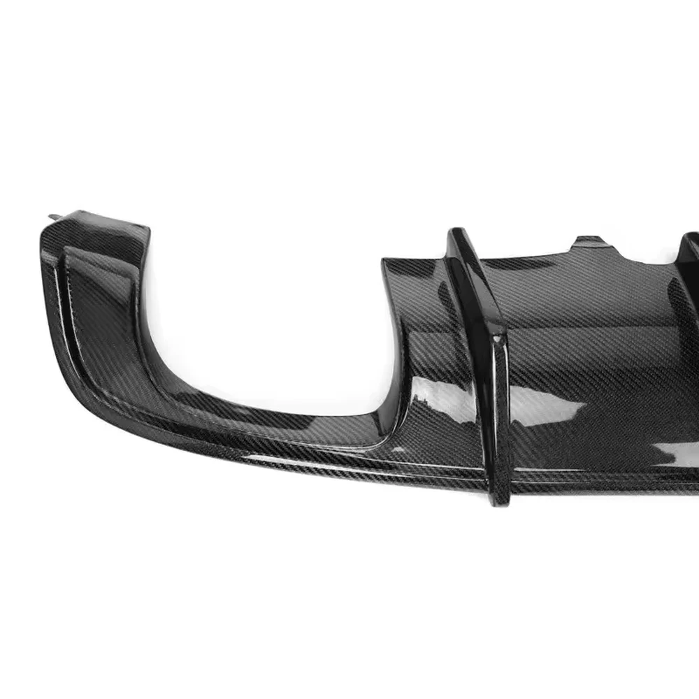 Real Carbon Fibre Rear Diffuser with LED Brake Light for Audi A6 C7 4 Close-up of the carbon fibre weave and exhaust cut-out on the rear diffuser end