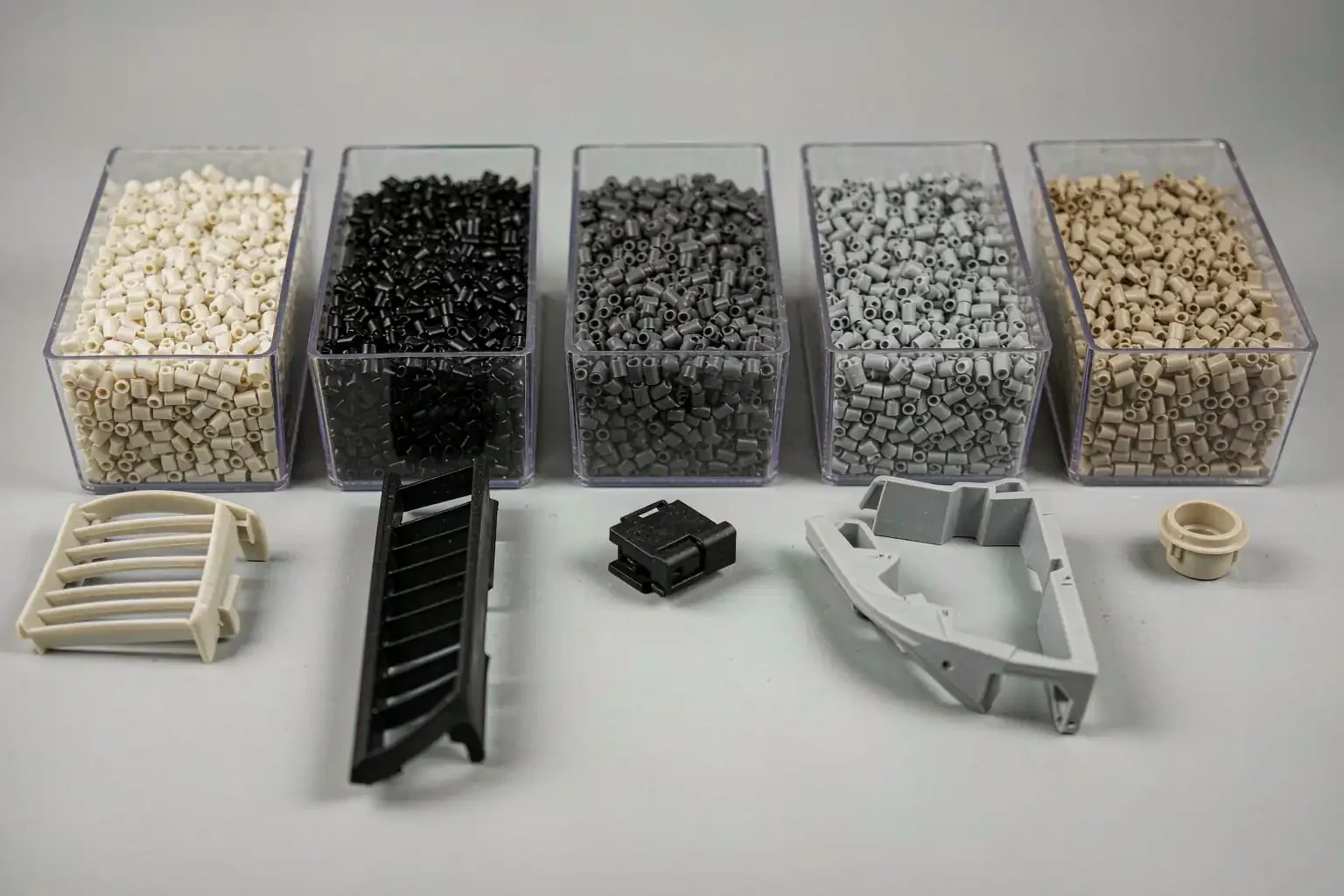Automotive resin pellets and molded sample parts