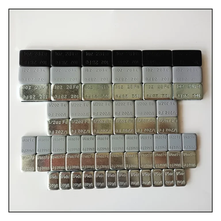 Steel adhesive wheel weights in black, grey and zinc finishes