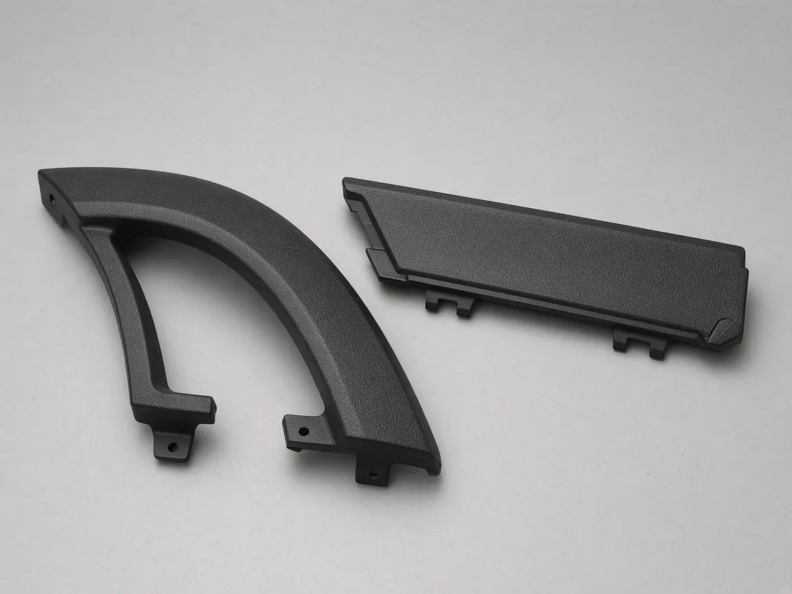 ASA vs ABS: ASA Plastic for UV-Stable Exterior Parts 9 Black textured plastic fender flare and tailgate trim for pickup trucks