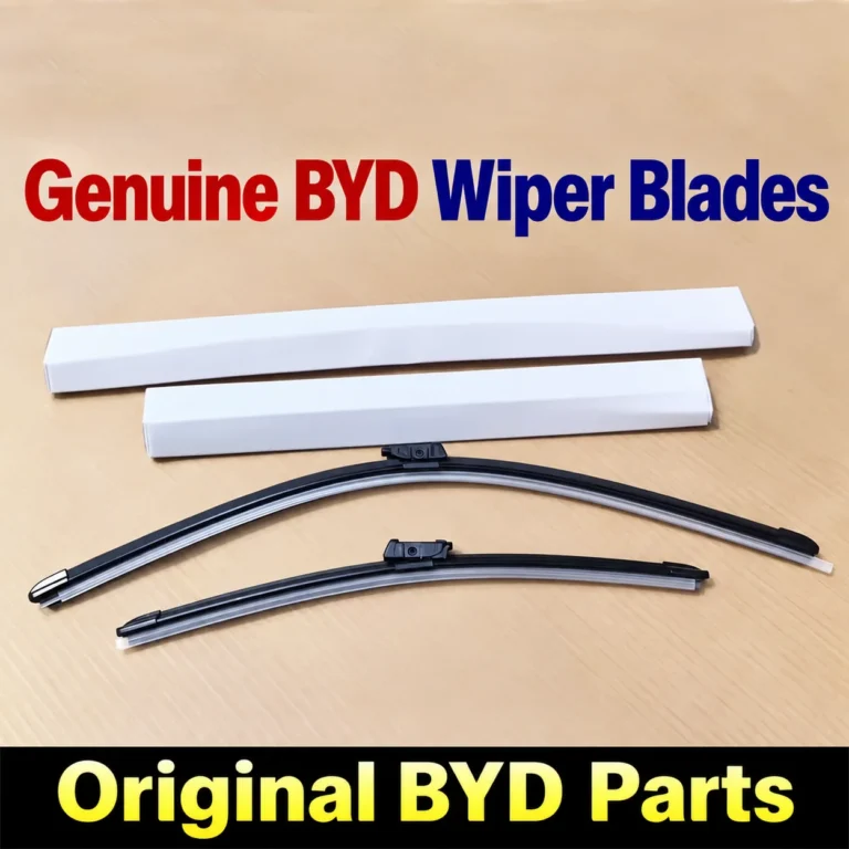 Genuine BYD wiper blades and packaging with English labels