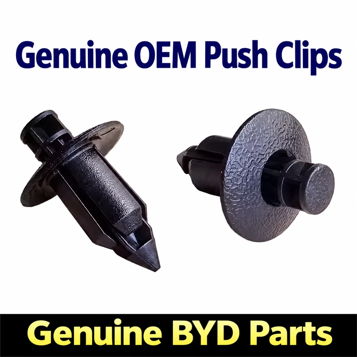 Genuine BYD OEM Engine Bay Cover Push Clips 1 Genuine OEM BYD push clips shown from two angles