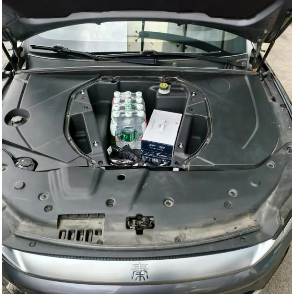 Molded front trunk storage box installed in a BYD Qin Plus EV