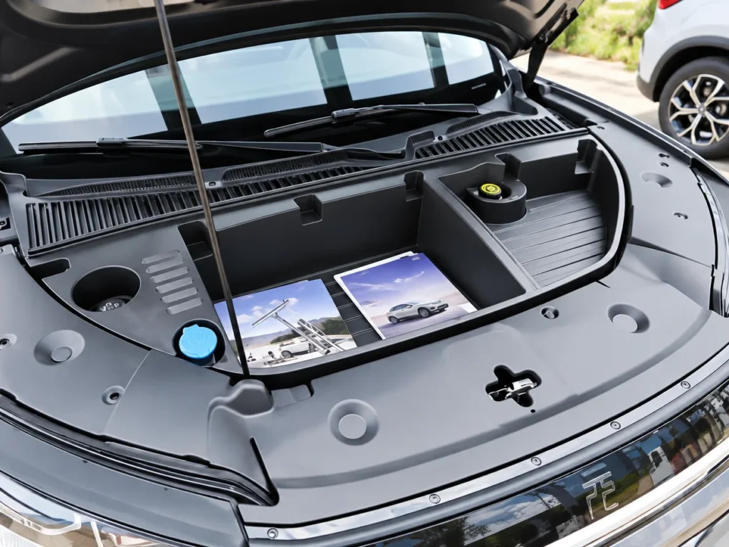 Installed front trunk storage box in a BYD Yuan UP