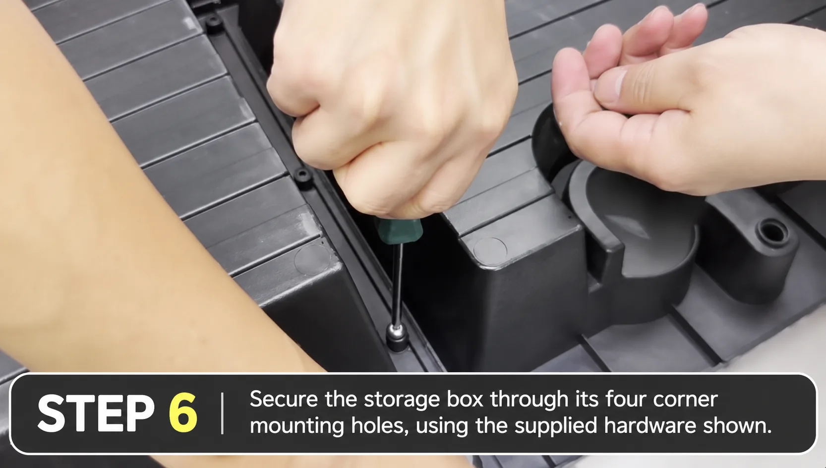 BYD Front Trunk Storage Box Installation for Yuan UP 6 Step 6: secure the box through its four corner mounting holes
