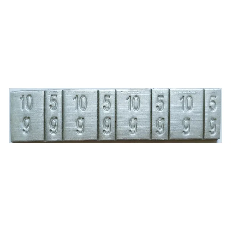 Grey coated lead adhesive wheel weight strip, 5g x 4 + 10g x 4