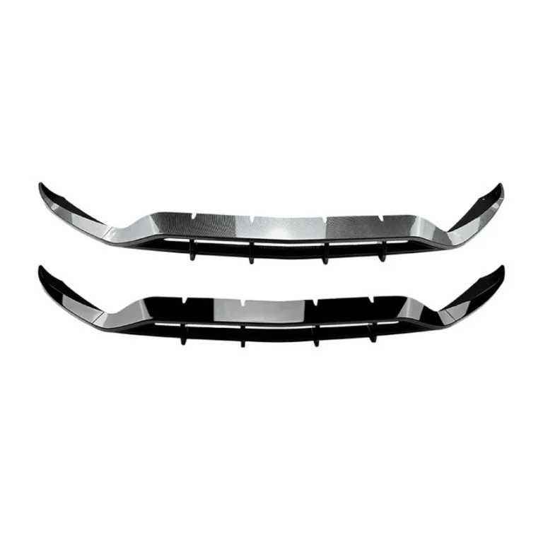 Mercedes GLC X253 2020-2022 front lip splitter in piano black and carbon pattern on white background