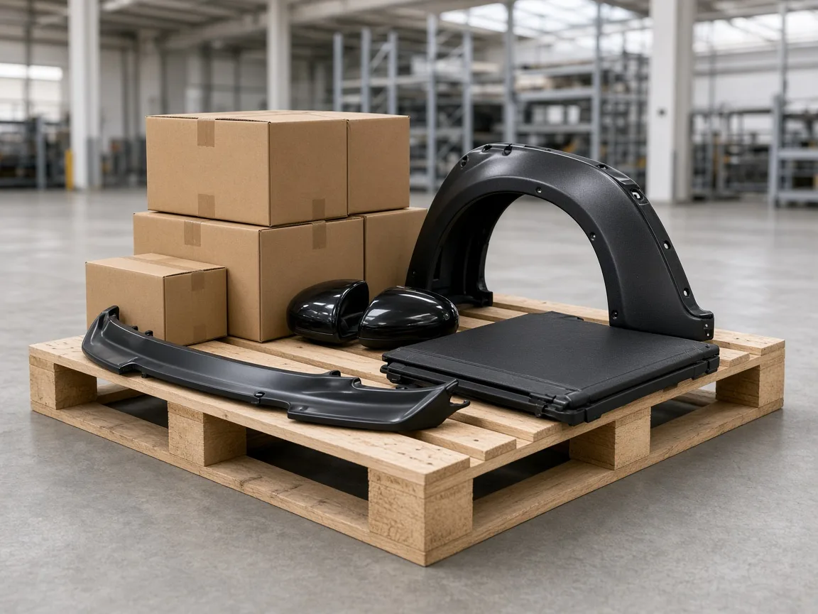 Services 6 Mixed exterior accessories and cartons consolidated on one pallet