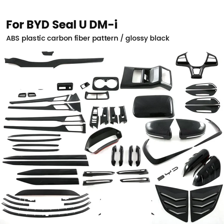 BYD Seal U DM-i ABS carbon fibre pattern and gloss black interior and exterior trim parts overview