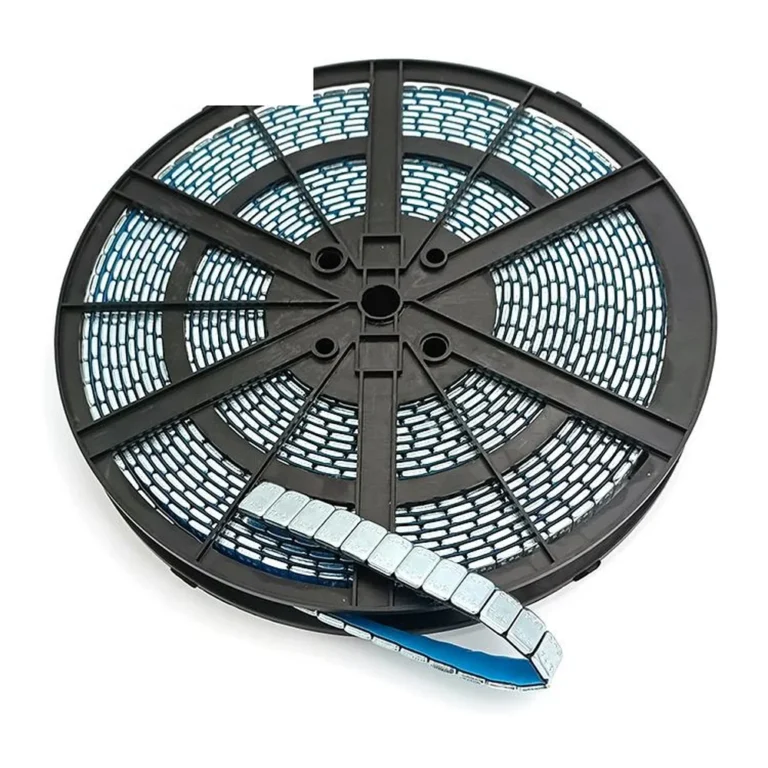 Silver zinc plated steel 5g adhesive wheel weight roll on black reel with blue tape