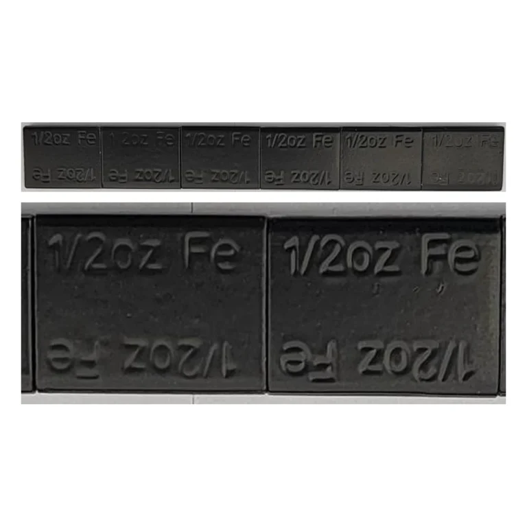 2 oz x 6 steel adhesive wheel weight strip and close-up