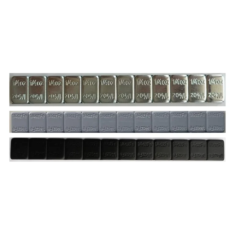 Rounded corner 1/4 oz x 12 steel adhesive wheel weight strips in zinc, grey and black finishes