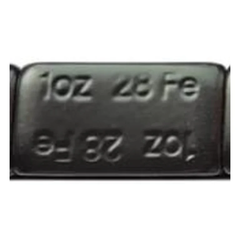 Close-up of black coated 1 oz 28 Fe steel wheel weight segments