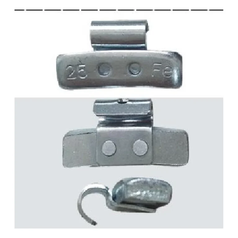 Zinc plated steel clip-on wheel weight, AL6 profile, with clip detail