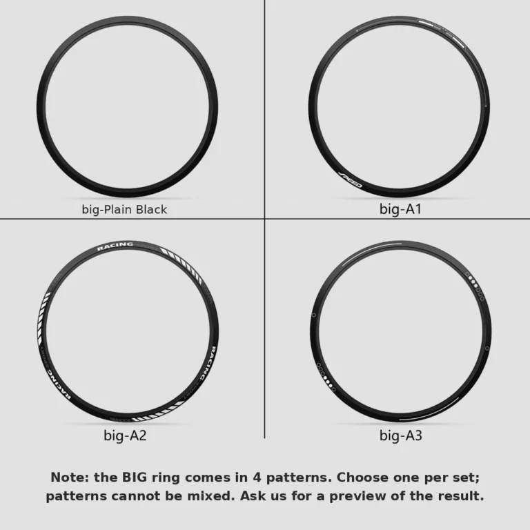 Four BIG ring pattern options for Tesla cyber wheel covers