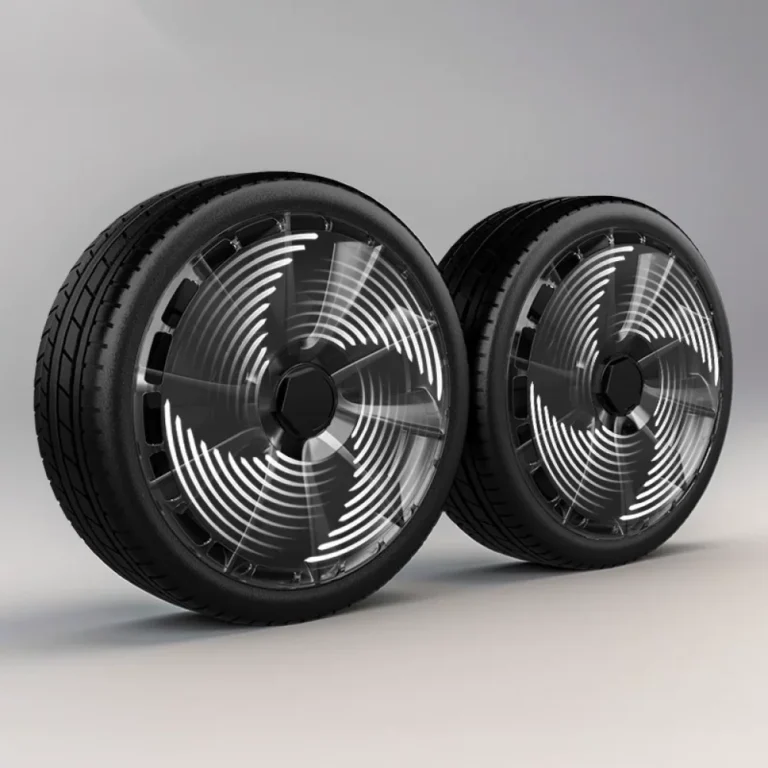 Impresión con patrón de turbina en una cubierta de rueda completa para Tesla