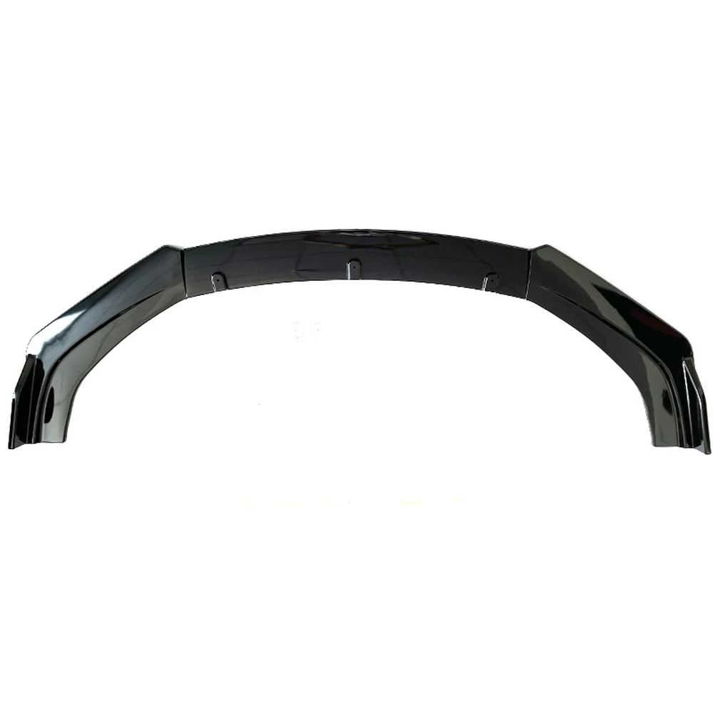 Universal 3-Piece Front Lip Splitter, ABS Gloss Black / Matte Black / Carbon 4 Assembled universal front lip splitter showing its curved profile