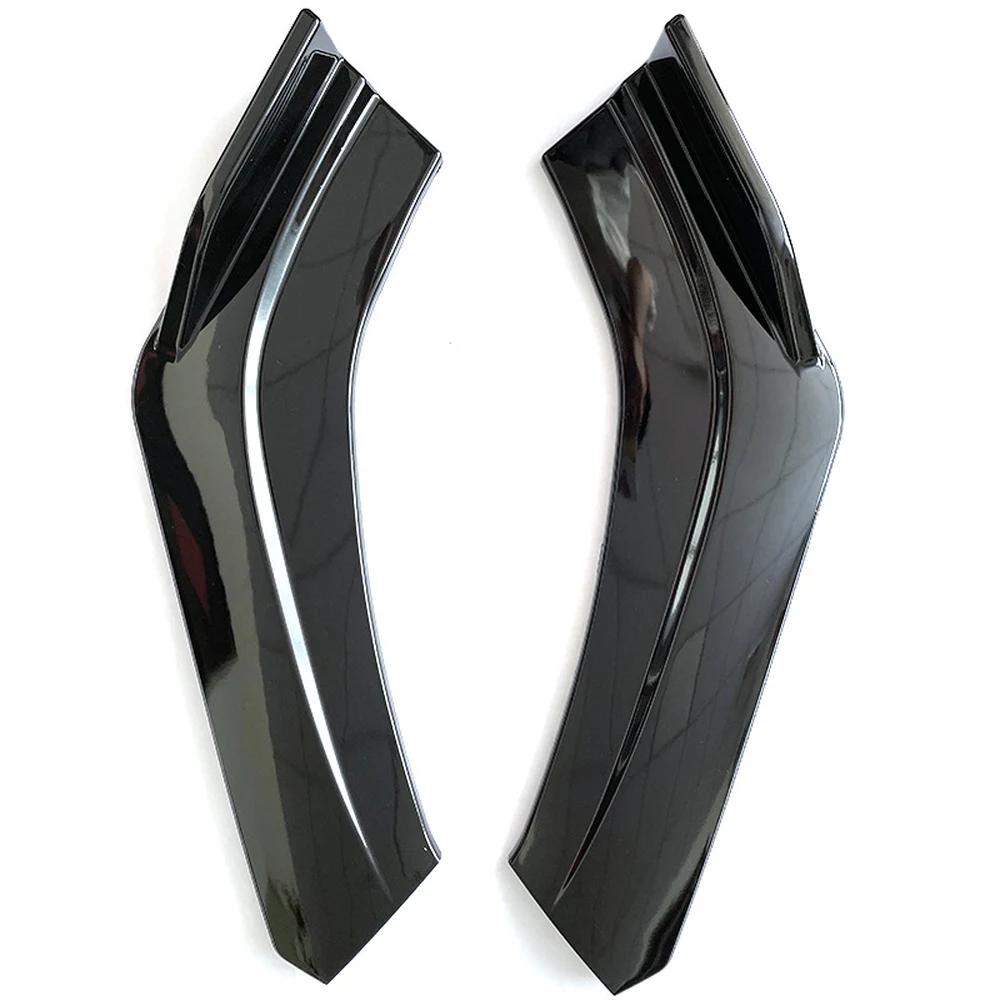 Universal 3-Piece Front Lip Splitter, ABS Gloss Black / Matte Black / Carbon 6 Left and right corner pieces of the three-piece front lip splitter