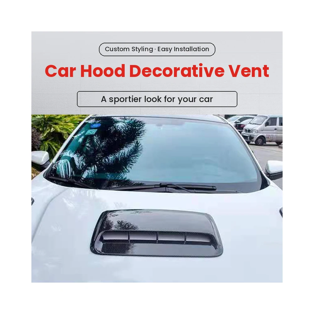Best 11 Easy Exterior Car Mods for Detailing & Tuning Shops 2 Carbon pattern decorative hood vent installed on a white car bonnet