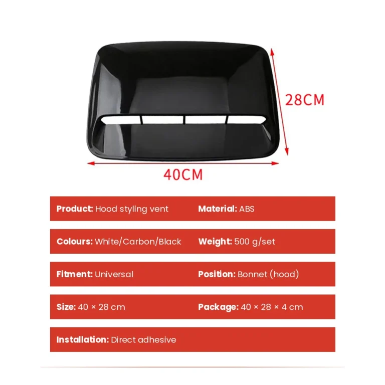 Universal Car Hood Vent Scoop Dimensions 40X28Cm Specs