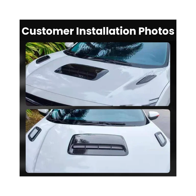 Universal Car Hood Vent Scoop Gloss Black Carbon Installed