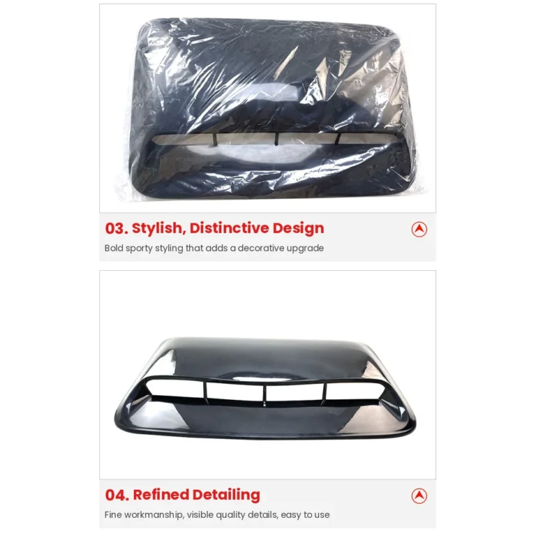 Universal Car Hood Vent Scoop Gloss Black Packed Front Detail